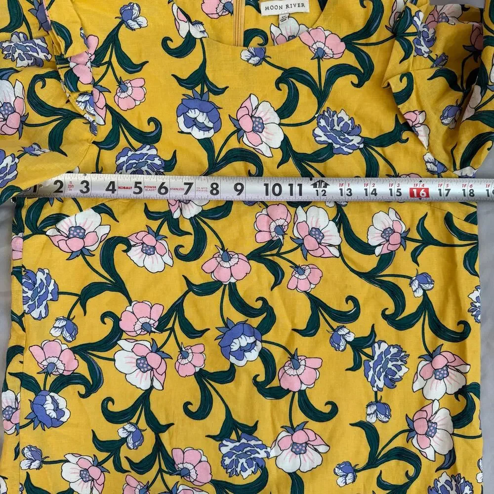 Moon River Women’s Yellow Floral Dress Size XS Short Sleeve Casual Spring - Picture 9 of 9